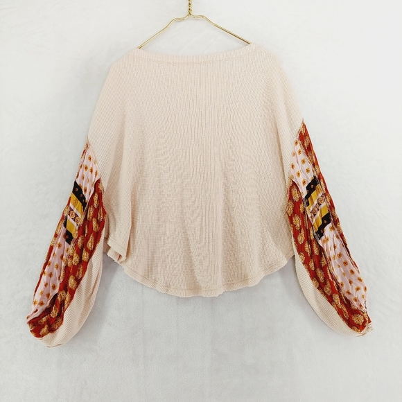Free People We the Free Blossom Thermal  Light Pink Boho Oversized Top P1678 - Picture 6 of 10